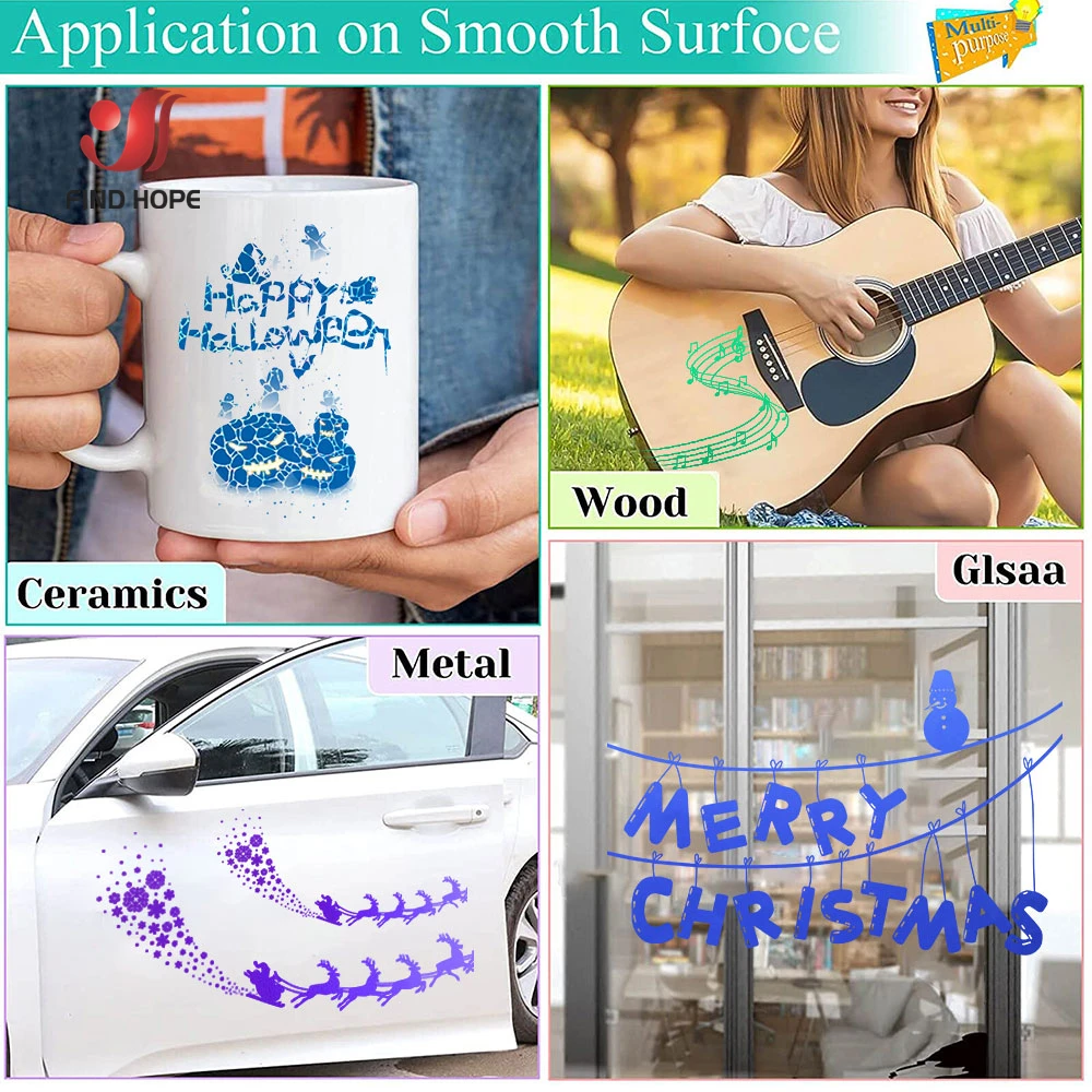 15pcs Bundle 12"x10" Adhesive Craft Vinyl Making Signs Patterns for Festival Party Home Decoration Car Cups Decal DIY for cut