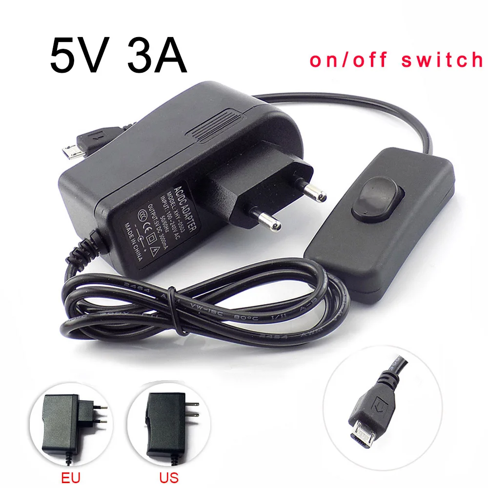 Микро USB 5V 3A 3000mA преобразователь переменного тока в постоянный Питание адаптер