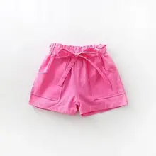 Корейская детская одежда; новые летние повседневные брюки для девочек; хлопковые льняные пляжные брюки; хлопковые шорты ярких цветов; шорты для девочек