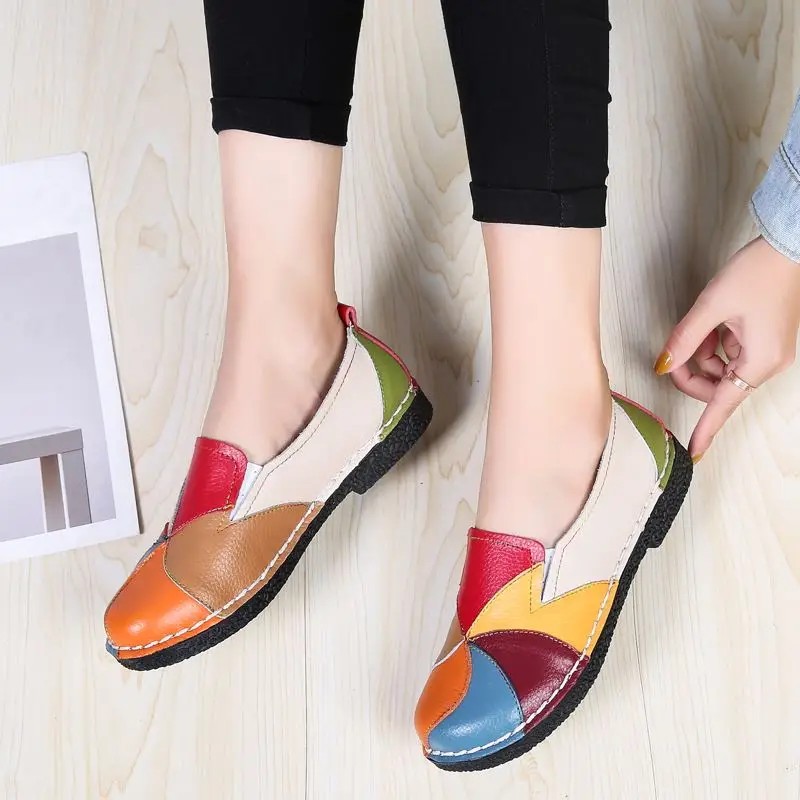 Tanie MORAZORA Plus rozmiar 35 44 nowe oryginalne skórzane buty kobieta mieszane kolory casual kobiety mieszkania moda wiosna lato buty damskie płaskie