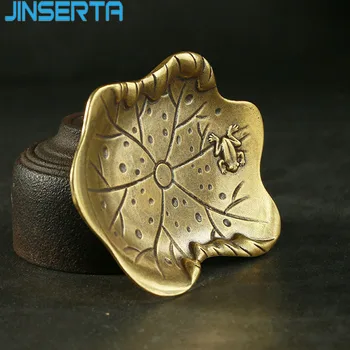 

JINSERTA Brass Storage Tray Jewelry Display Plate Cosmetic Organizer Luxury Gold Lotus Leaf Home Desktop Sundries Decor Tray