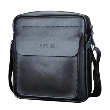 

FEGER Men's Split Leather Business Men Shoulder Bag Casual Handbag Crossbody Messenger Bag Male Fashion Bags