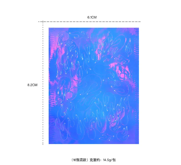 16 шт./лот, наклейка для ногтей с изображением пламени Авроры, самоклеящаяся наклейка с лазерной полосой, наклейка для ногтей DIY, наклейка из фольги с клеем на себя
