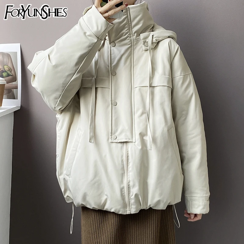 

FORYUNSHES Women Warm Hooded Parkas Jackets Female Casual Safari Style Cotton Padded Coats Loose Tops 2020 Winter Autumn Fashion