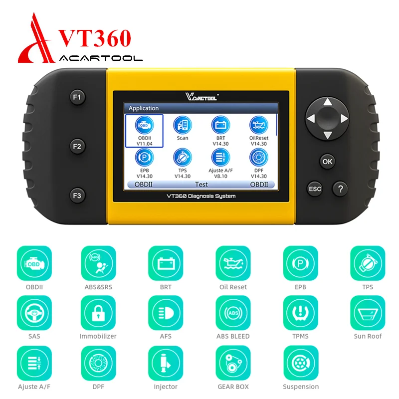 VDIAGETOOL VT360 автомобильный диагностический инструмент OBD2 сканер кодов ABS Airbag SAS DPF EPB