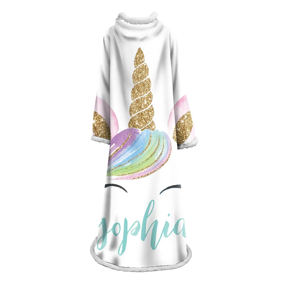 

Unicorn Print Gradient Color Throw Blanket Sofa Bed Chair Rest Bedding Home Decor Supply For Adult Children With Sleeve