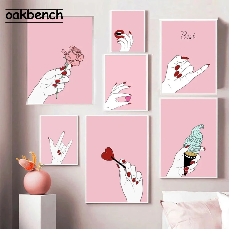 Nail Polish Poster Fashion Canvas Painting Modern Posters Lip Paintings