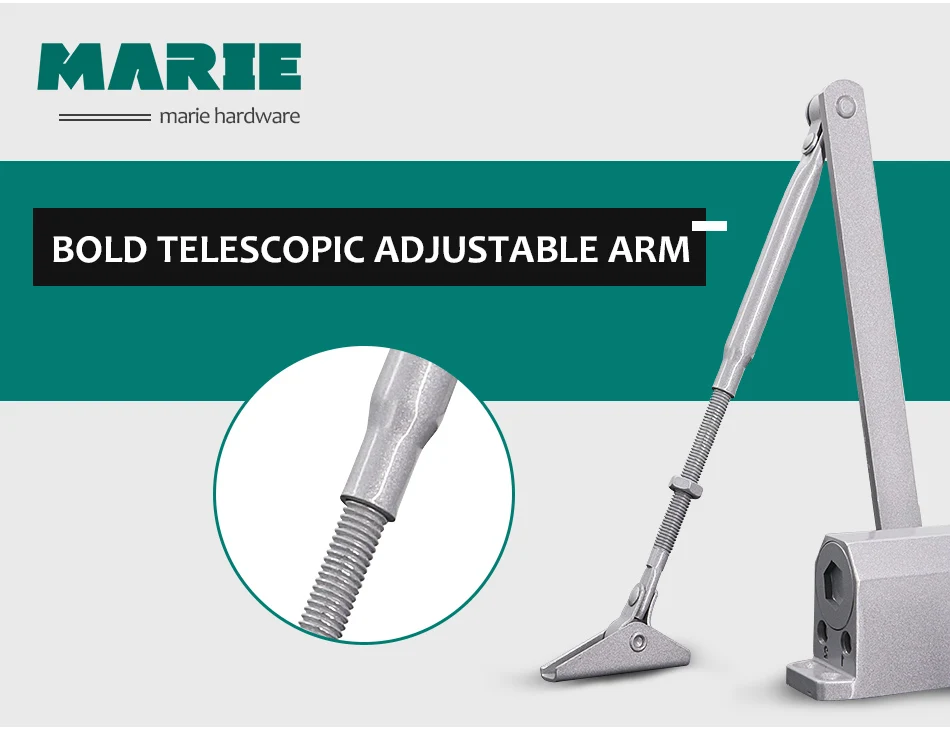 Marie 1102 silver automatic speed adjustable hydraulic buffer simple installation door closer for 25-45kg commercial residential_13