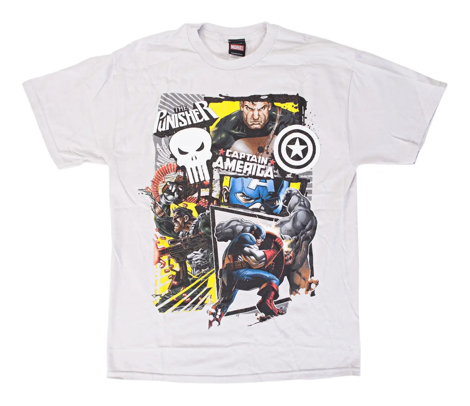 Captain America &amp Punisher American Pun Silver T-Shirt 2018 Summer New Brand T Shirt Men Hip Hop Casual Fitness |