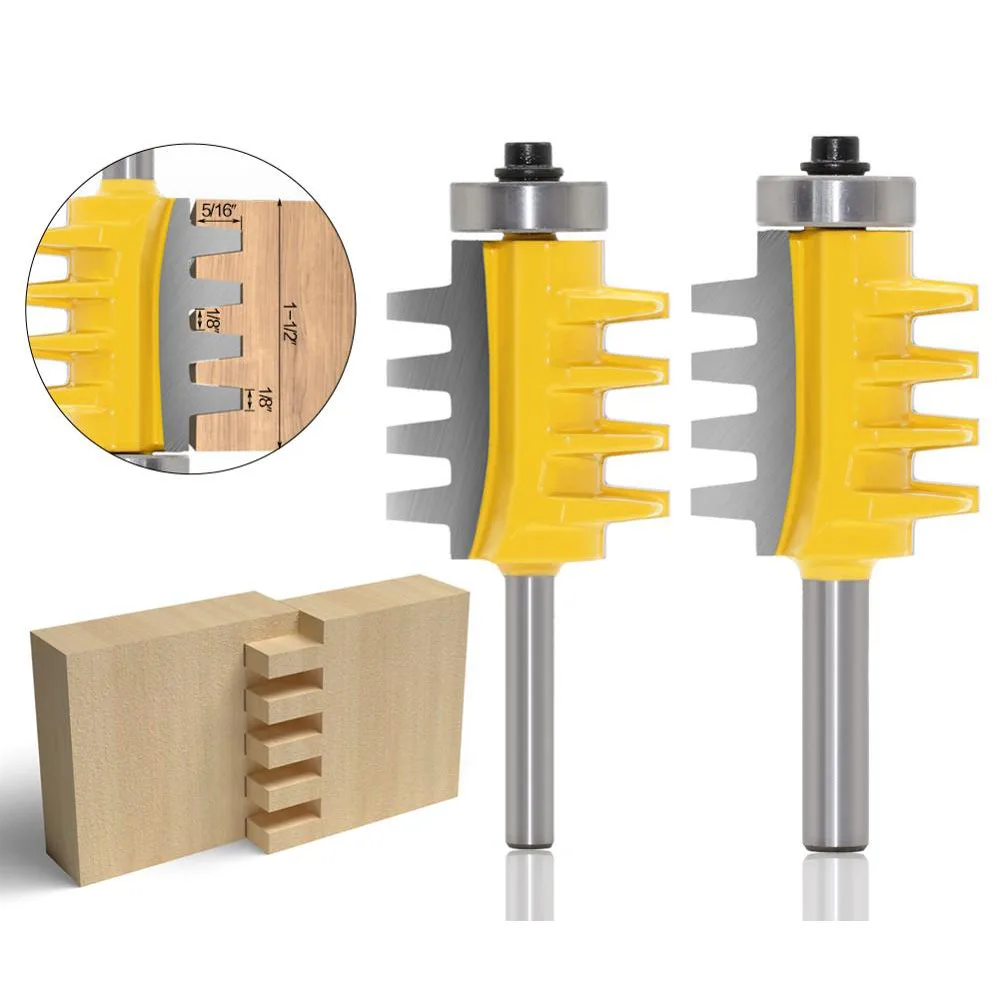 

1PC 1/4" 6MM 8MM 6.35MM Shank Milling Cutter Wood Carving Rail Reversible Finger Joint Glue Router Bit Cone Tenon Woodworking