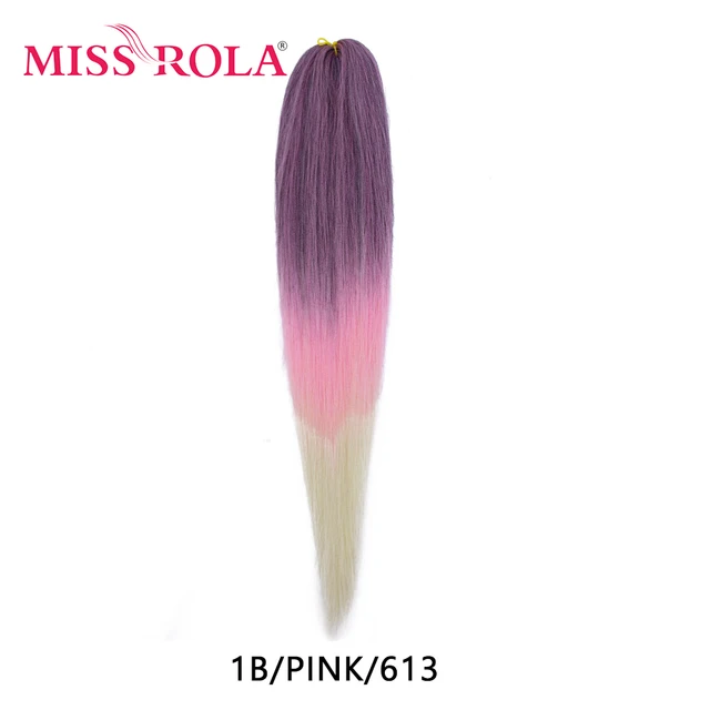 Miss Rola Synthetic 26 Inches 75g Kanekalon Hair Wholesale Bulk Braid Hair Extension Pre Stretched Pink Blonde Twist Jumbo Braid #130
