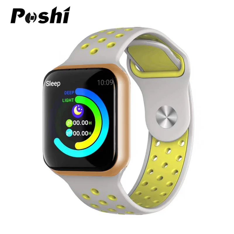 Смарт часы Полный сенсорный экран Bluetooth сердечного ритма спортивные музыкальные многофункциональные часы женские часы умные часы мужские - Color: gray yellow