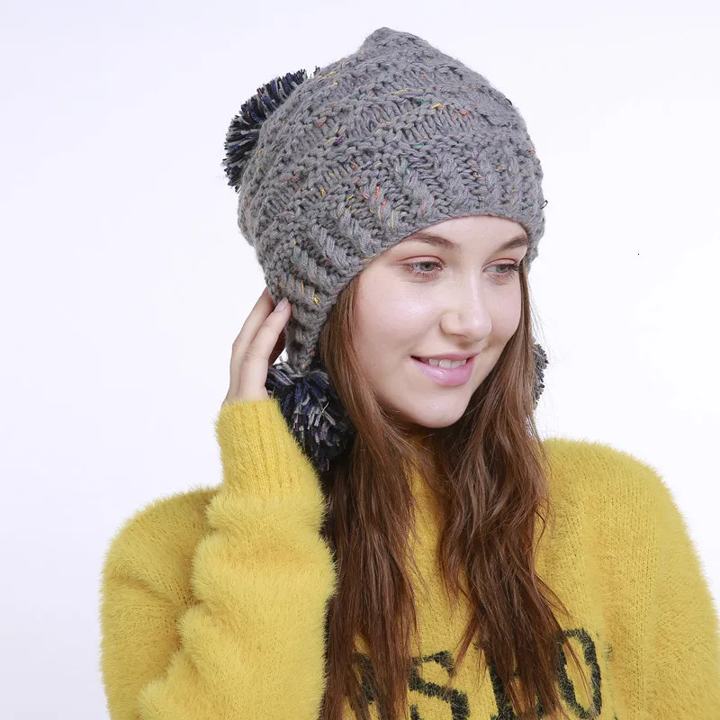 Color Mixing Knitting Wool Earmuffs Bounet Season Pure Manual Jacquard Weave 3 The Ball Wool The Ball Keep Warm Hats
