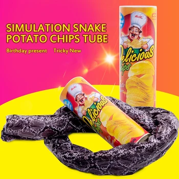 

April Fools ' Day Halloween Tricky Toys Potato Chip Snake Can Jump Fake Snake Joke Prank Surprise Gags & Practical Novelty