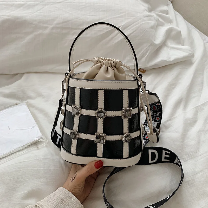 

2019 New Style Sudoku Man-made Diamond Bucket Bag Maya-Style Shoulder WOMEN'S Bag