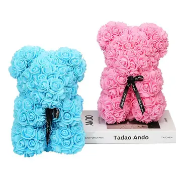 

25cm Rose Bear Wedding Party Decoration Valentine's Day Gift Cute Foam Flowers Girlfriend Kid Gift Love Bear Dolls Present