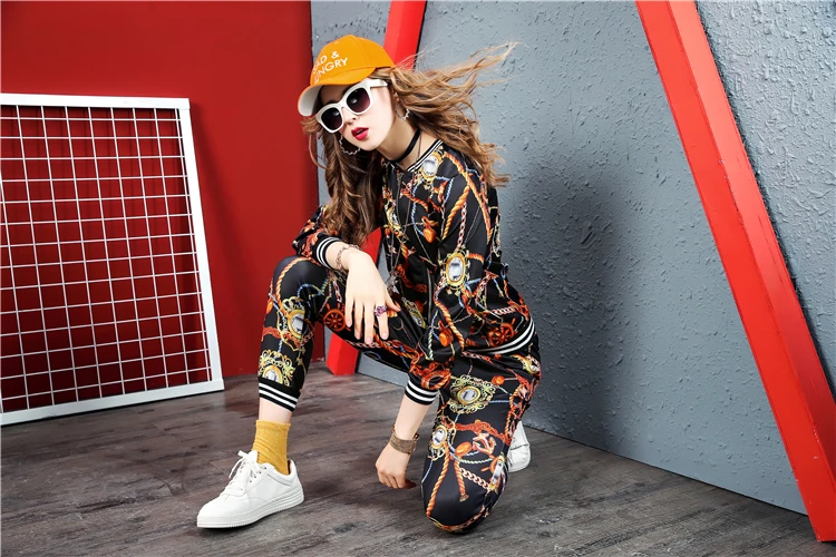 womens Hoodie blazer 2 piece suit fall/winter ladies printed Korean casual outdoor sweatshirt Plus size harajuku hoodie tennis
