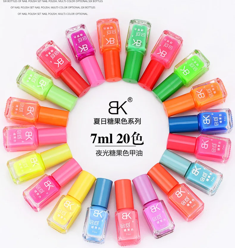 2020 Nail Art Cute Candy Color Glow in the Dark Fluorescence Varnish Neon Fluorescent Polish Luminous Paint Party Rave | Красота и
