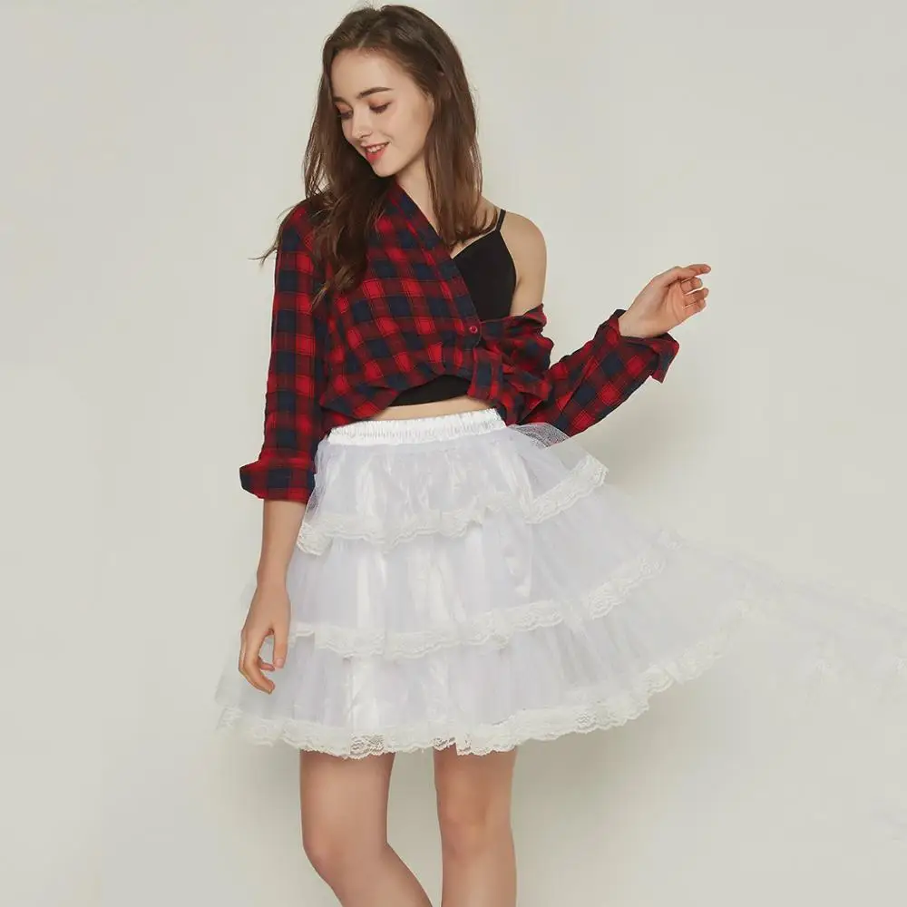 

kartoska Petticoat fairy tale style TuTu mini Tulle Skirt Womens Lolita Bridesmaid Wedding faldas Mujer saias jupe