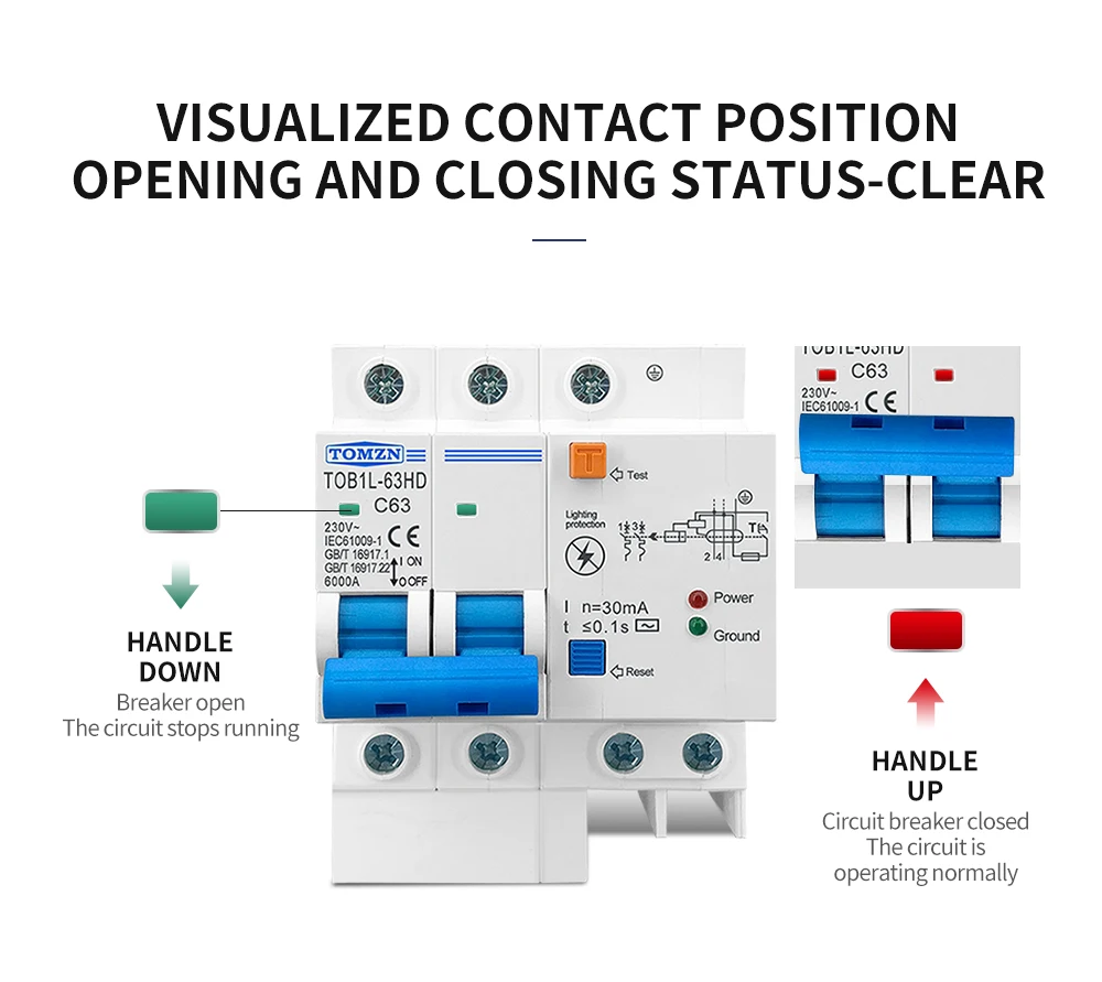 Interruptor principal do disjuntor atual residual com