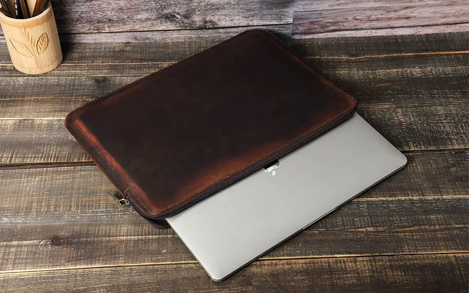 Bolsa para laptop de couro de vaca