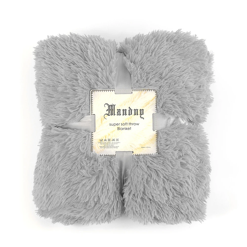 Portable Soft Blanket Long Fur Throw Blanket Super Soft Warm Cozy Plush Fluffy Decorative Big Blanket for Couch Bed Chair