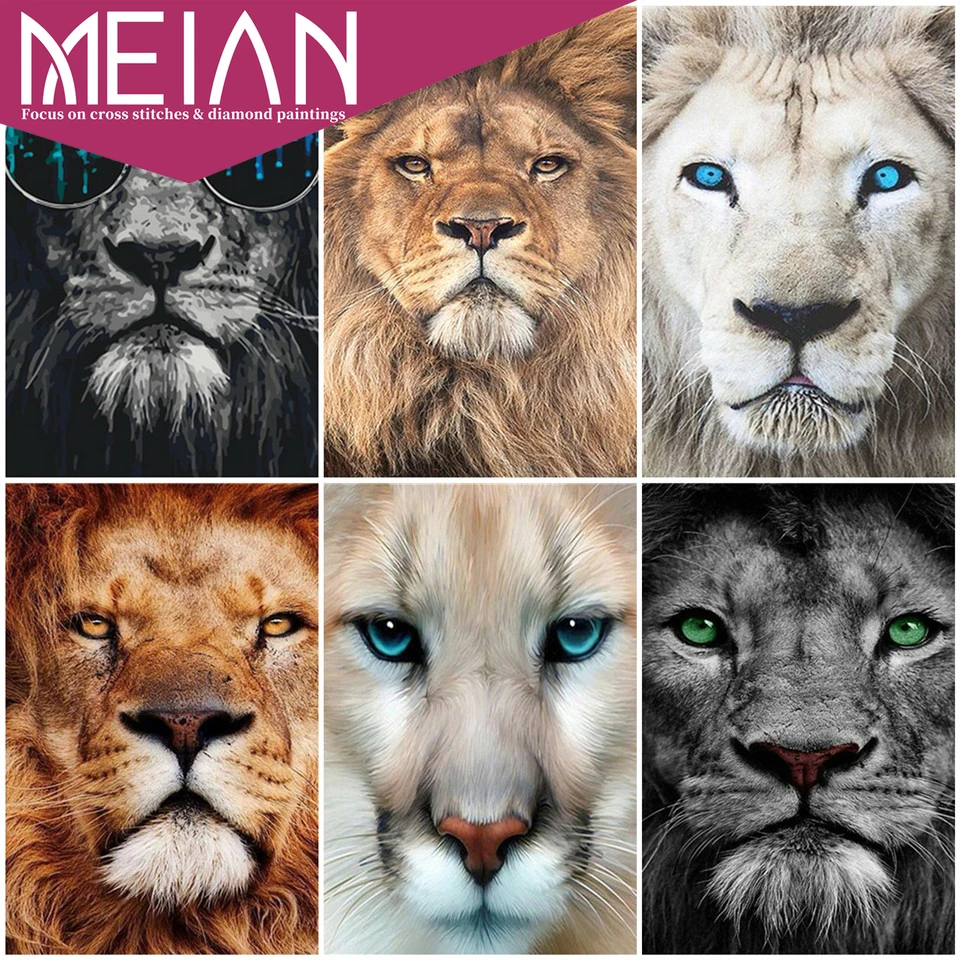 2020 Meian Lion полный набор 5D алмазная картина животное DIY рукоделие ручной работы