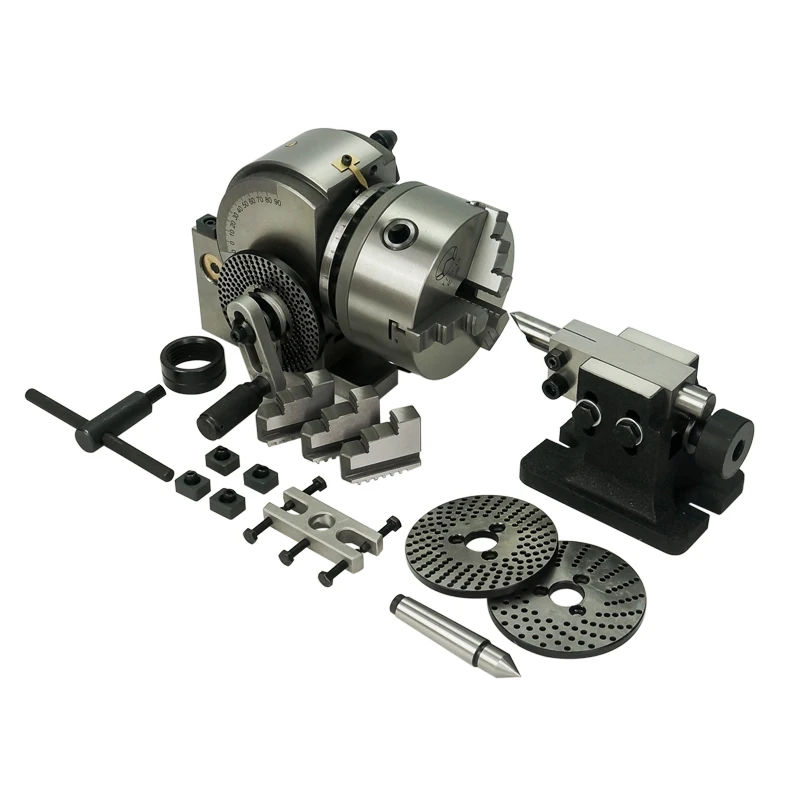 

BS-0 Dividing Head 5 inch Tailstock 100MM 3 Jaw Lathe Chuck Precision Semi Rotary Axis for CNC Milling Machine