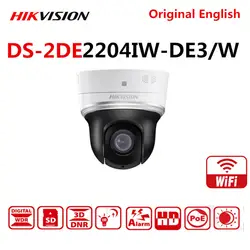 Hikvision DS-2DE2204IW-DE3/W английская версия 2MP/1080P 4× Wifi мини PTZ ip-камера Беспроводная с ИК поддержкой PoE ONVIF sd-карта