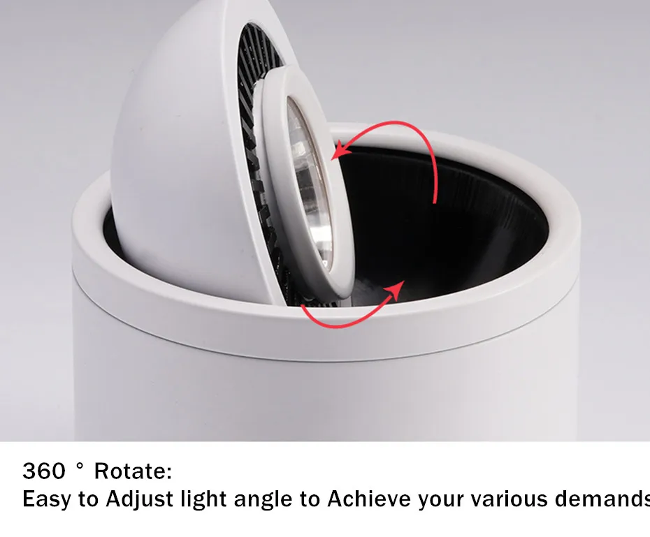 graus, holofotes reguláveis, lâmpadas de teto, montagem na superfície, 5W, 7W, 15W