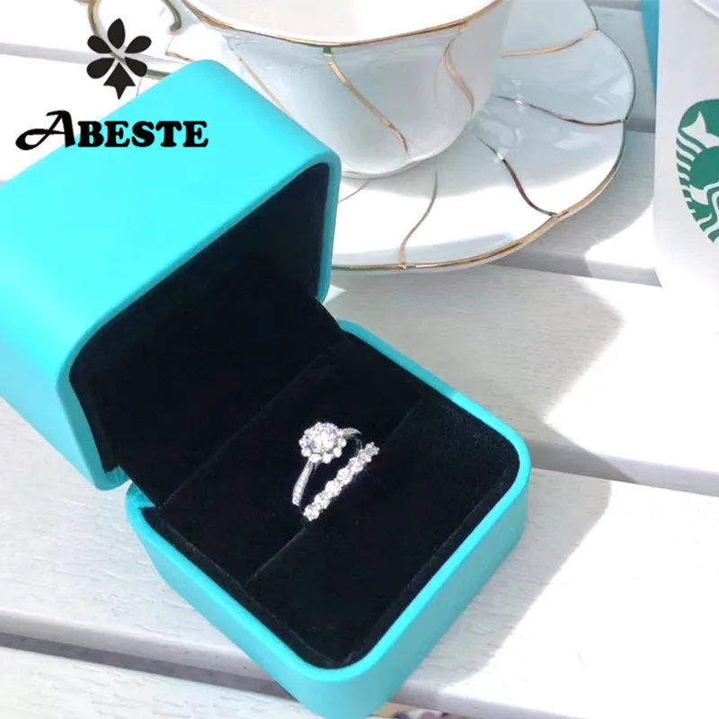 ANI 18K Белое Золото (AU750) Свадебный комплект 0 50 CT золотые кольца Halo обручальное кольцо Настоящее с натуральным