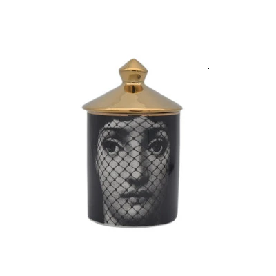 Европейский подсвечник Fornasetti, Керамическая свеча подсвечник Lina, ретро украшение для дома, рабочего стола, для хранения ювелирных изделий, Баночки, коробка - Цвет: 3