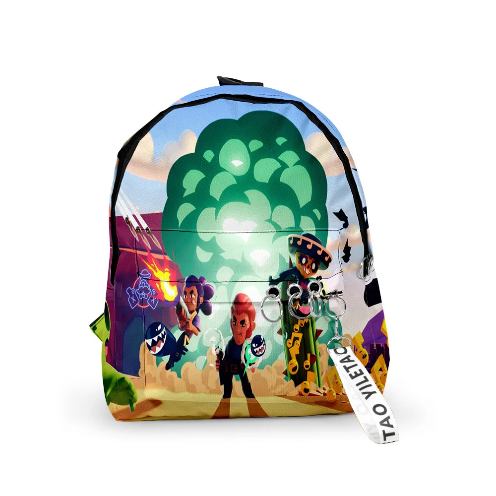 

Brawl Game Cartoon Star Heroes School Bag Figure Model Spike Shelly Leon PRIMO MORTIS Backpack Toys Gifts For Boys Girls Kids