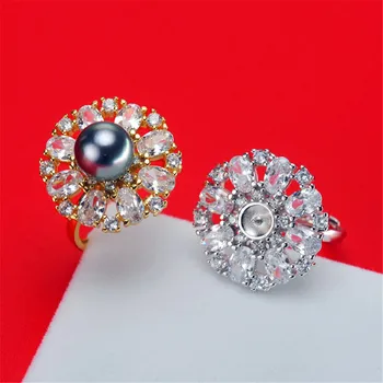 

Simple Big Pearl Rings Settings Women DIY Pearl Rings Holder S925 Sterling Silver Pearl Jewelry Findings