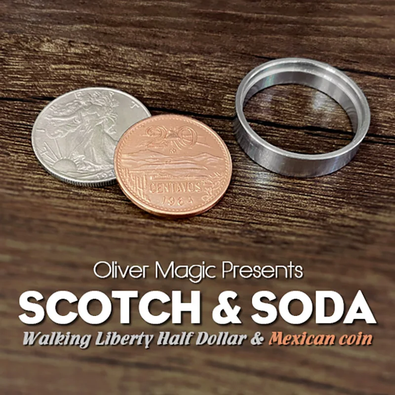 

Scotch & Soda (Walking Liberty Half Dollar) Magic Tricks Magician Close Up Illusions Gimmick Props Coin Change Appearing Magia