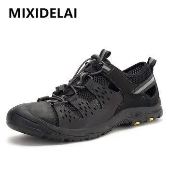 

Summer Big Size Men's Sandals Genuine Leather Men Casual Shoes Men Beach Sandals Soft Sneakers Comfortable Outdoors Wading Shoes