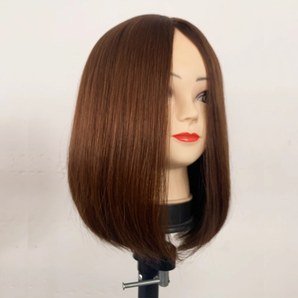 Brown Bob Wig Skin Silk Top Jewish Wig Silky Straight European Virgin