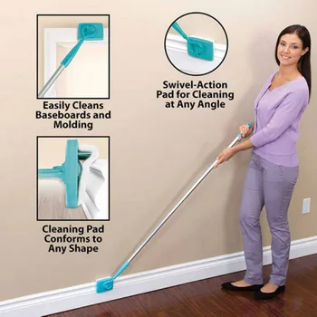 

New Adjustable Baseboard Cleaner Tool Long Handle Microfiber Baseboard & Molding Cleaning Tool for Home Bathroom Tolet