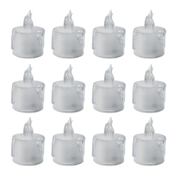 

12pcs Mini Party Bar Desktop Birthday LED Candle Simulation Tears Wedding Decor Electronic Battery Powered Flameless Plastic