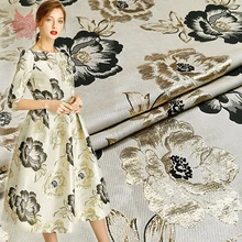 Европейский роскошный цветочный принт шампанское жаккард парча атласная ткань для леди платье костюм telas infantiles tissu SP5833