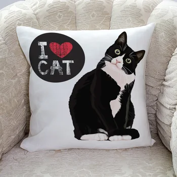 

Animal Cat And I Love Cat Pillow Covers Cases Cushion Pillowcase Square Print