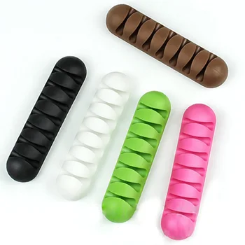 

7 Holes USB Cable Organizer Spiraal Wire Winder Headphone Earphone Holder Mouse Cord Silicone Clip Phone Line Desktop Management