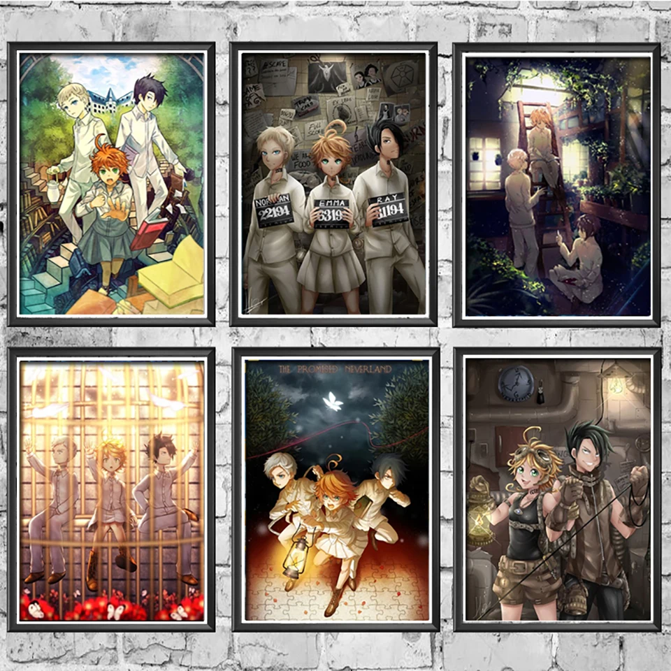 

Canvas Painting Nordic Poster Art Prints Anime The Promised Neverland Yakusoku Neverland Norman Canvas Painting For Living Room