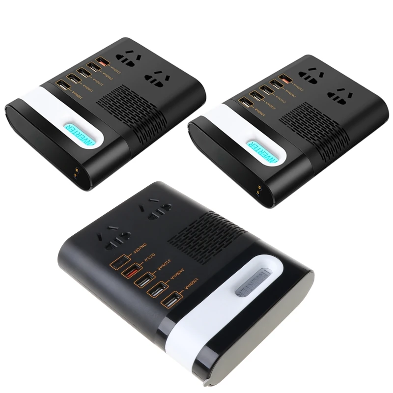 

200W Car Power Inverter DC 12V/24V to AC 220V Voltage Converter Short Circuit Automatic Protection QC 3.0 USB Charger