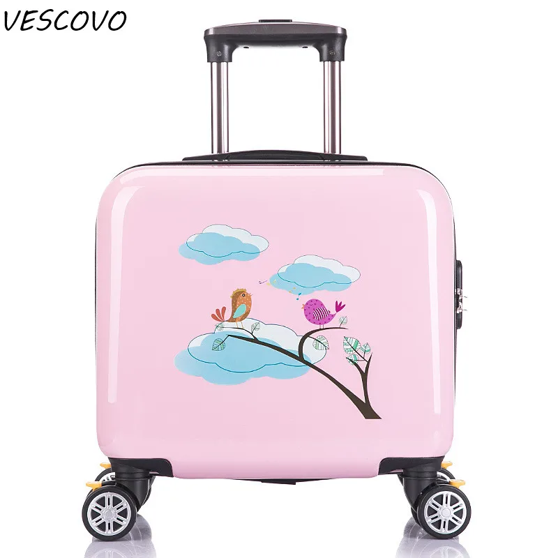 VESCOVO CartoonTrolley suitcase PC rolling luggage spinner student cute little elephant 16"20"24inch travel bag on wheel