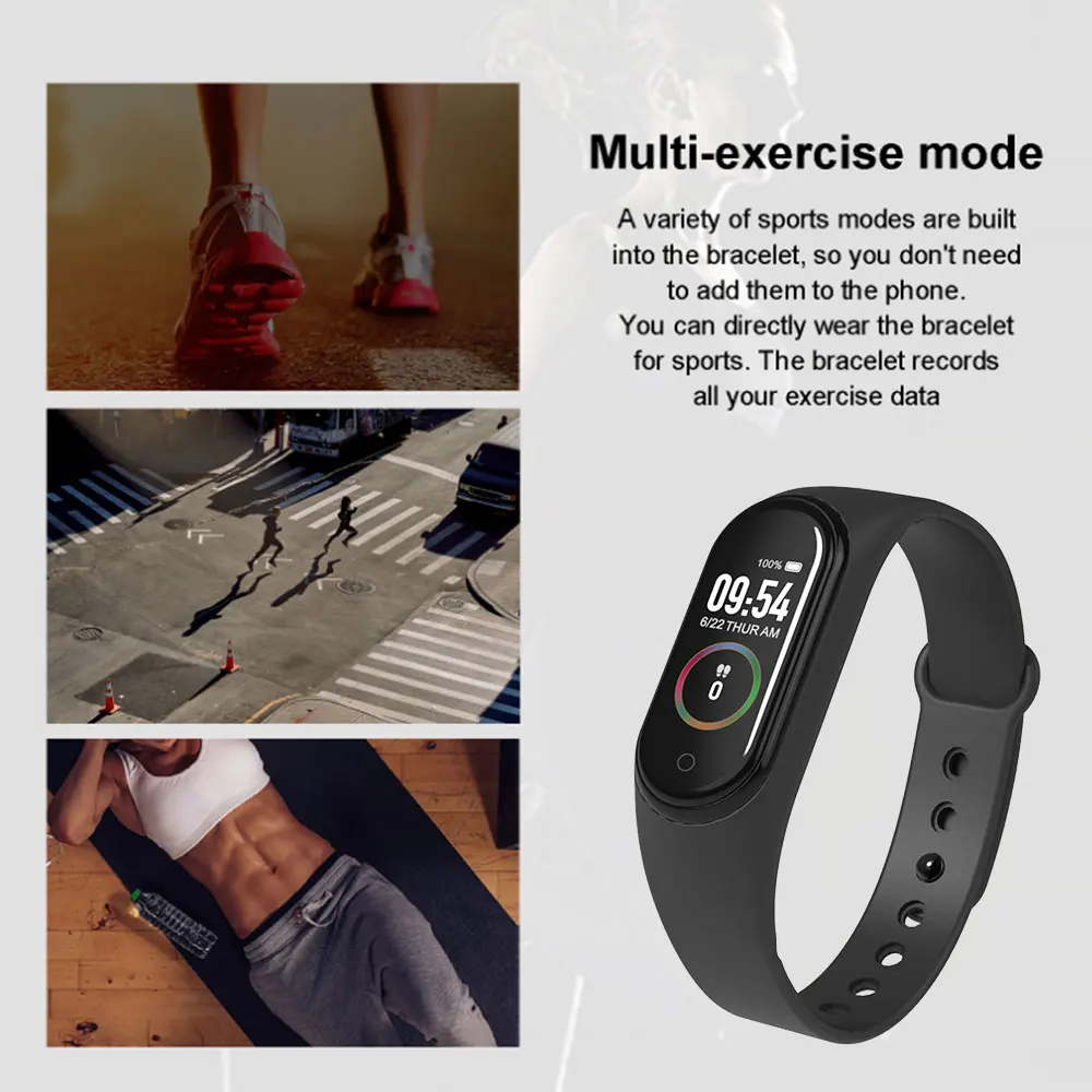 Дизайн M4 водонепроницаемый умный Браслет и Smartband и счетчик шагов кровяное давление цветной экран Smartband Смарт-часы для фитнеса