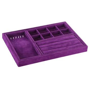 

Portable Velvet Jewelry Tray Display Organizer for Rings Earrings Necklace Pendants Bracelet Showcase(3 Colors to Select)