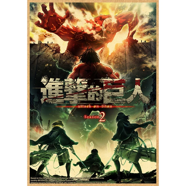 Attack on Titan Anime Poster Decor For Home Posters Room Wall Pictur Kraft Paper Retro And Prints Art Bar Cafe Stickers 20