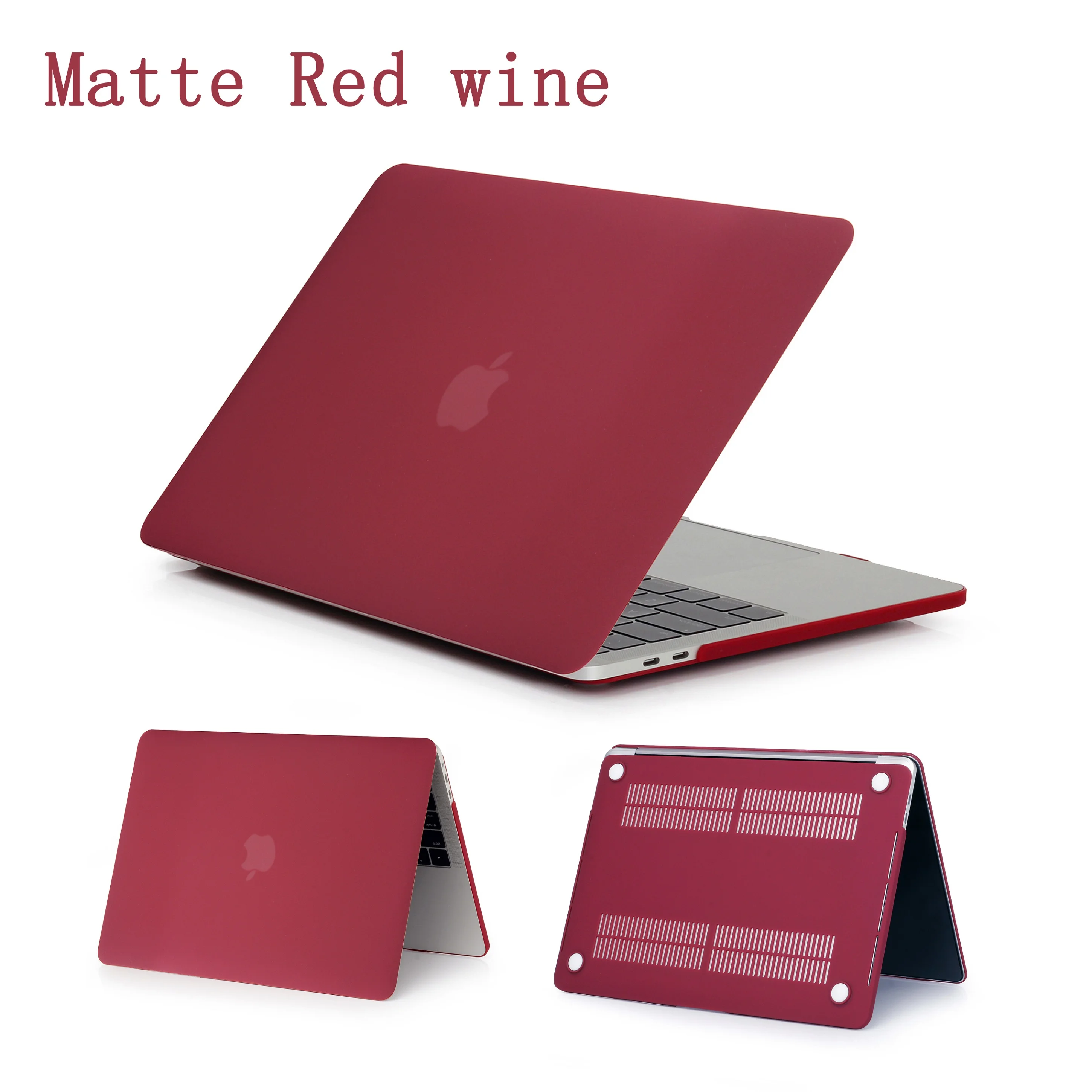 Matte Red wine Кристальный матовый чехол для Apple Macbook Air Pro retina 11 12 13 15, для Mac book New Pro 13,3 15,4 дюймов с сенсорной панелью, A1932+ подарок - Цвет: Matte Red wine