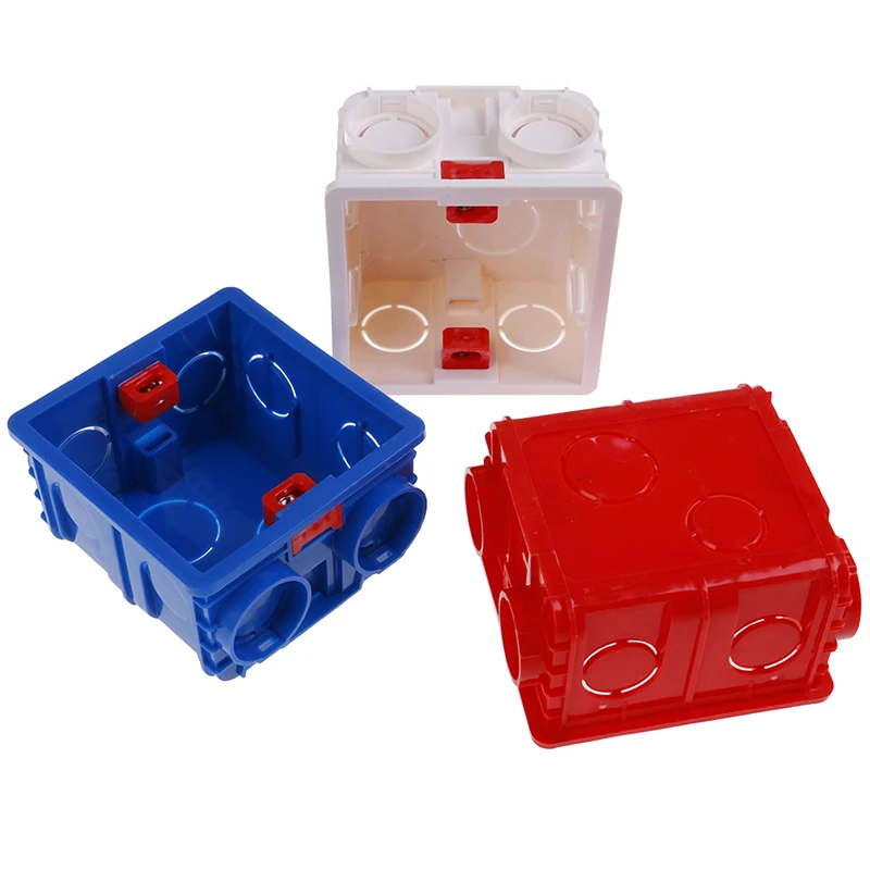 

1pc Adjustable Mounting Box Internal Cassette 86mm*83mm*50mm For 86 Type Switch And Socket White Red White Color Wiring Back Box